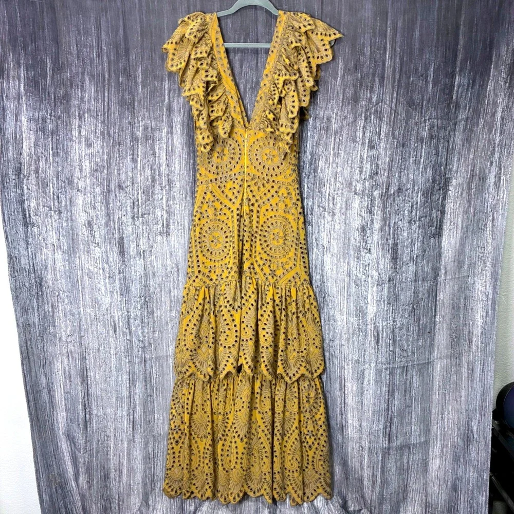 Jen's Pirates Booty Maxi Dress Flamenco Maxi Dress in Citrine Mariachi Eyelet - Picture 3 of 10